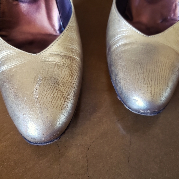 Couture Donald J Pliner 00s gold criss cross heels - Picture 4 of 8